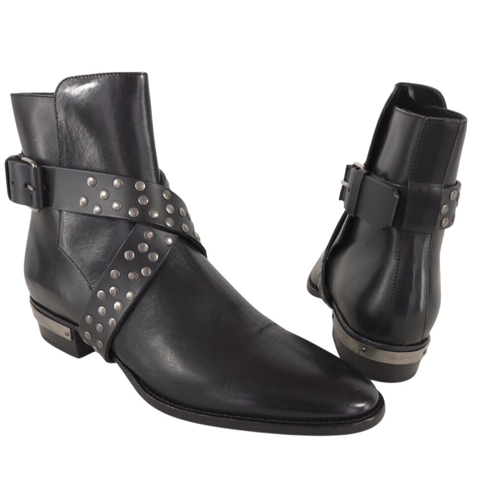 Balmain Beatle Studded Harness Boots US 13 EU 46 Mens Black $1350